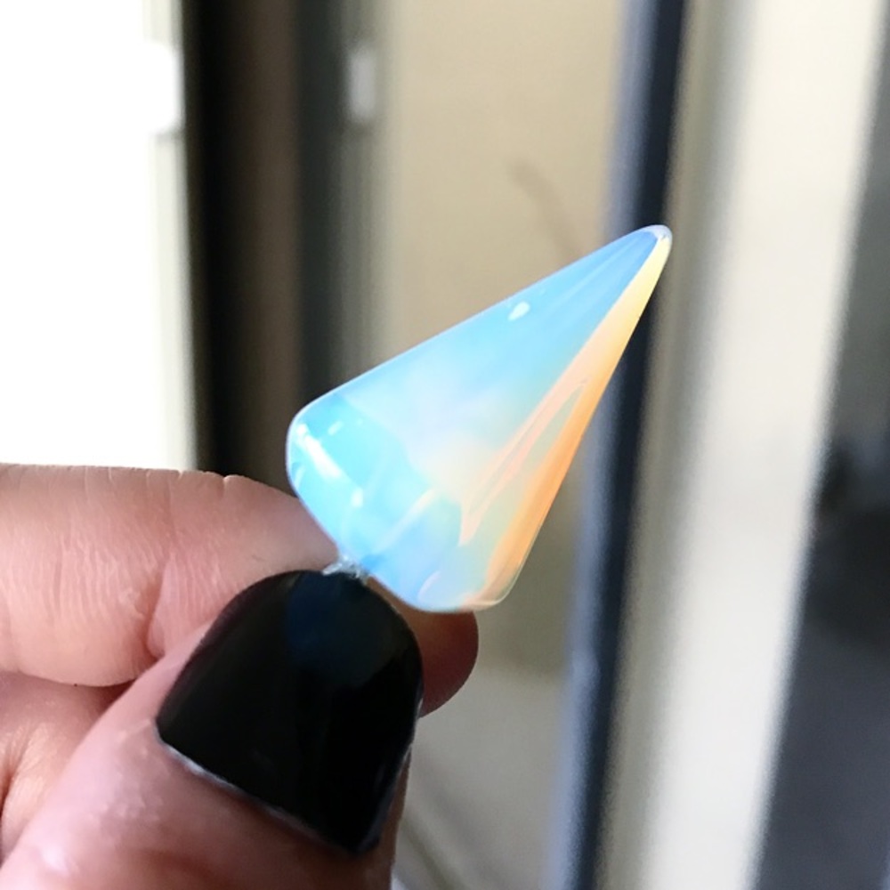 Opalite pendulum lariat silver boho necklace - Picture 2 of 7